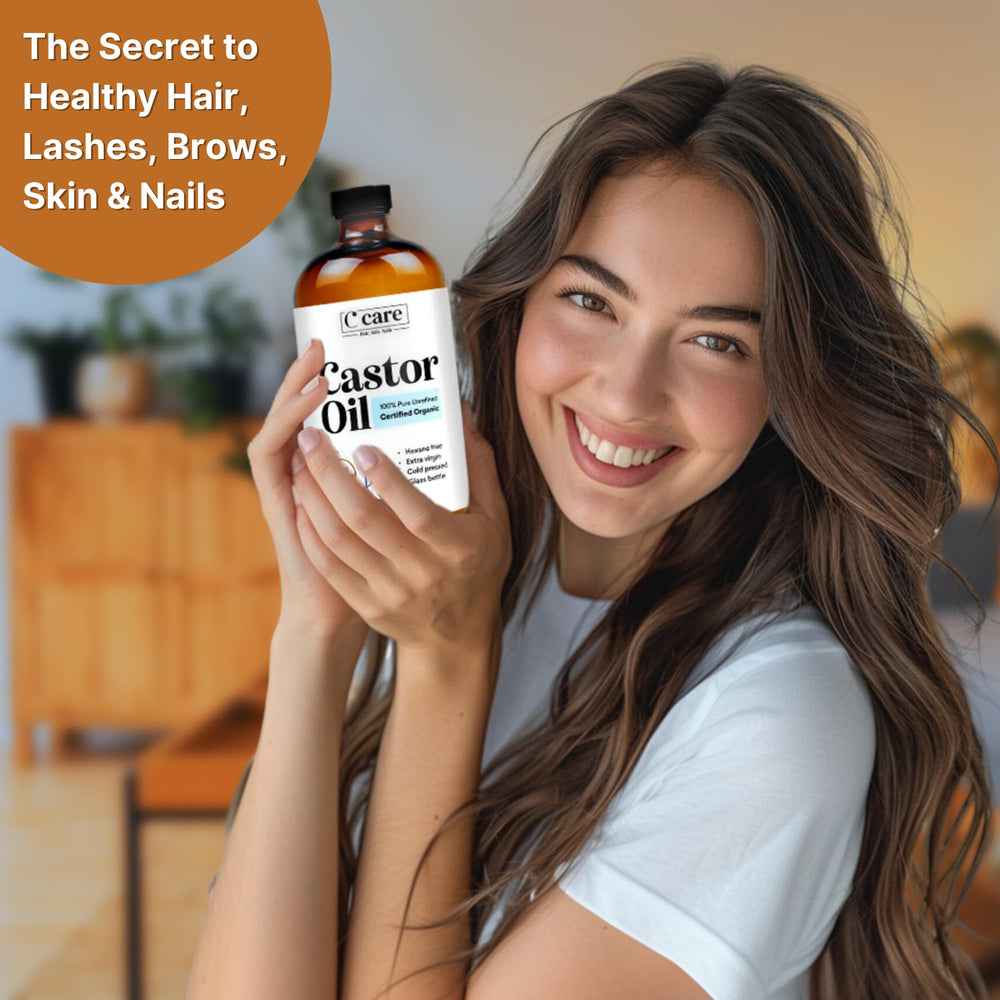C CARE Castor Oil hair care for thicker, healthier-looking strands.