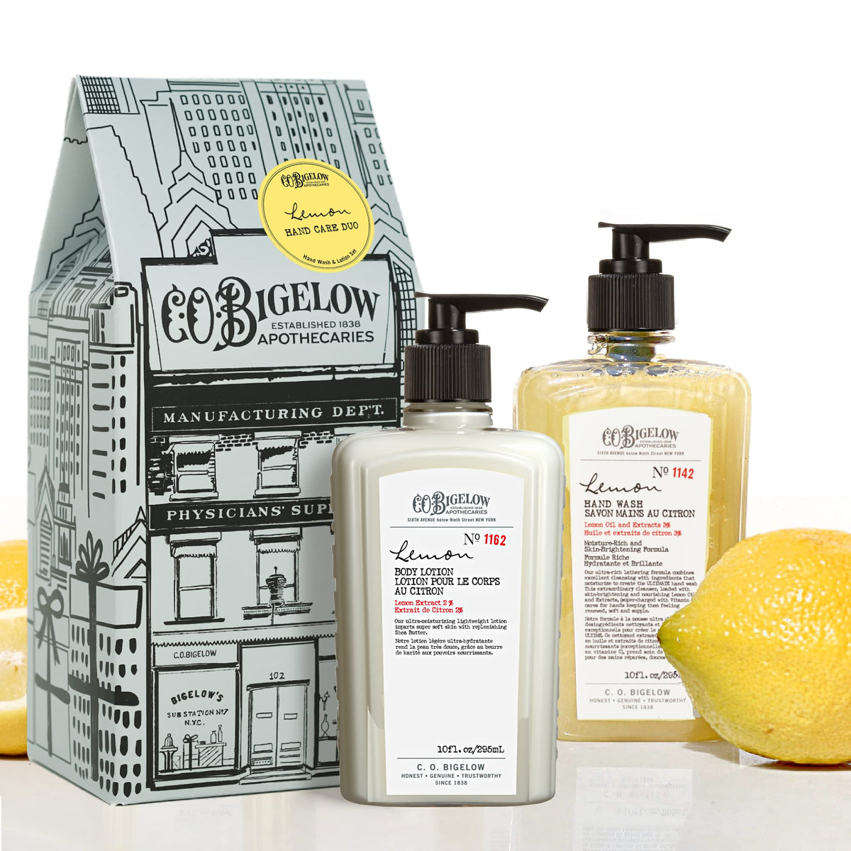 C. O. Bigelow Lemon Hand Soap bottle with bright citrus scent for refreshed hands.