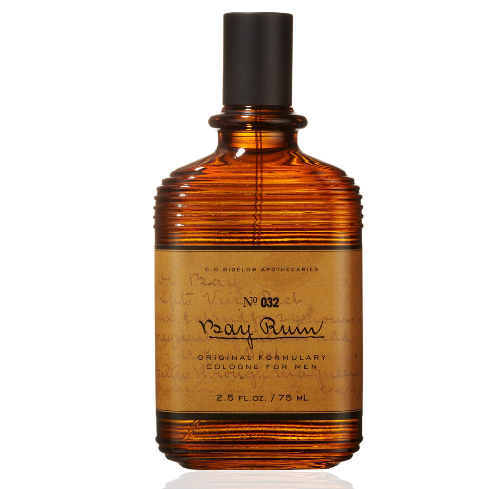 C O Bigelow Bay Rum Cologne cruelty-free and USA made claim imagery.