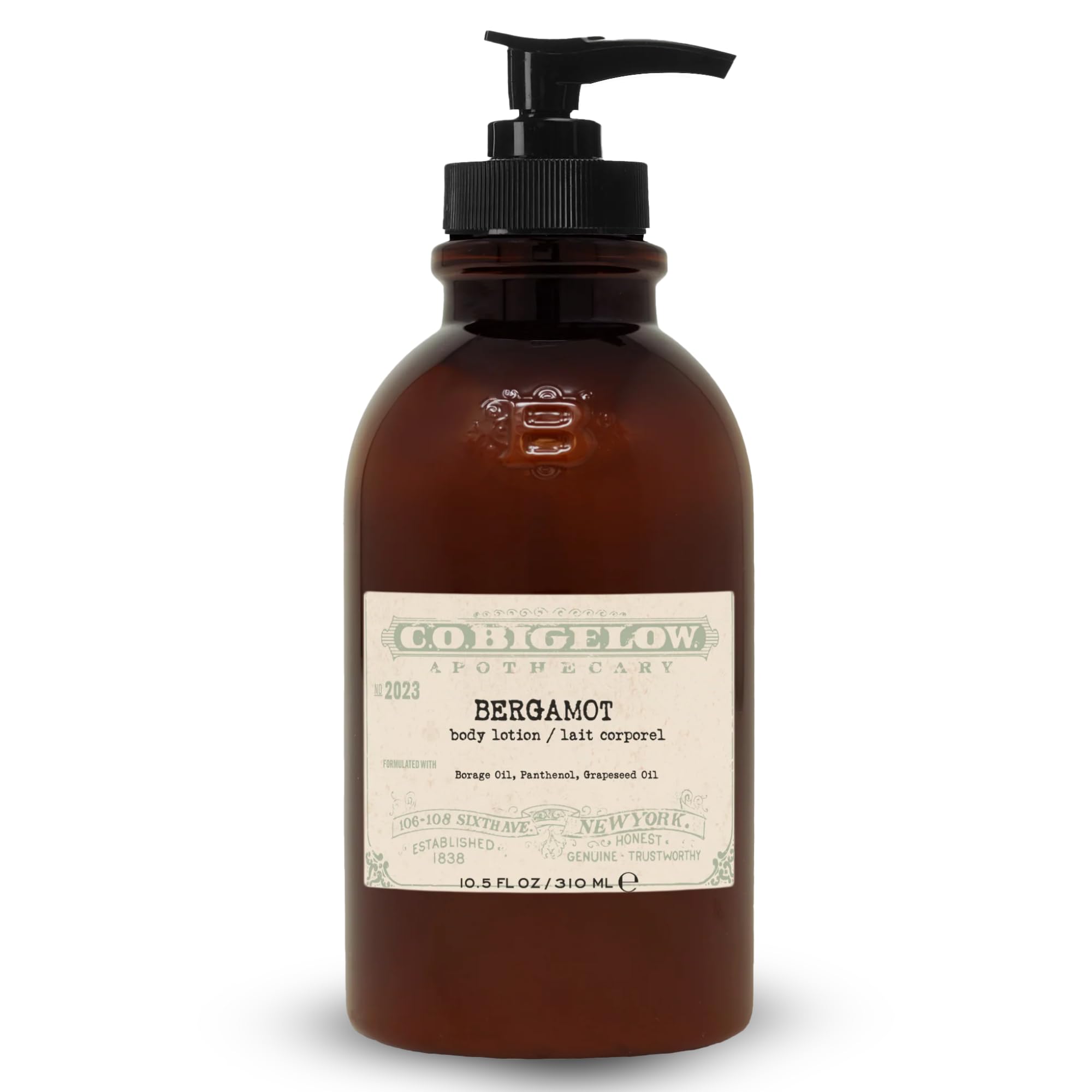 C. O. Bigelow Bergamot Body Lotion bottle for everyday moisture and soft skin.