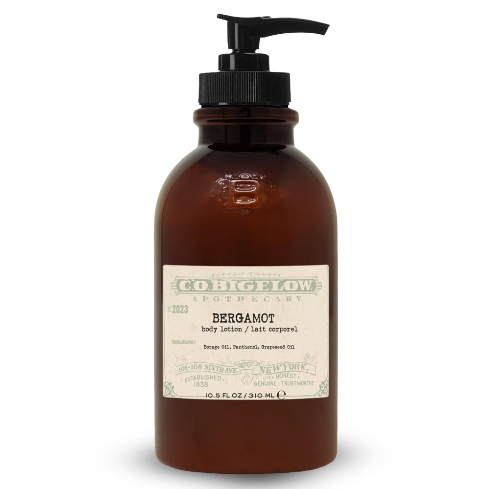 C. O. Bigelow Bergamot Body Lotion bottle for everyday moisture and soft skin.