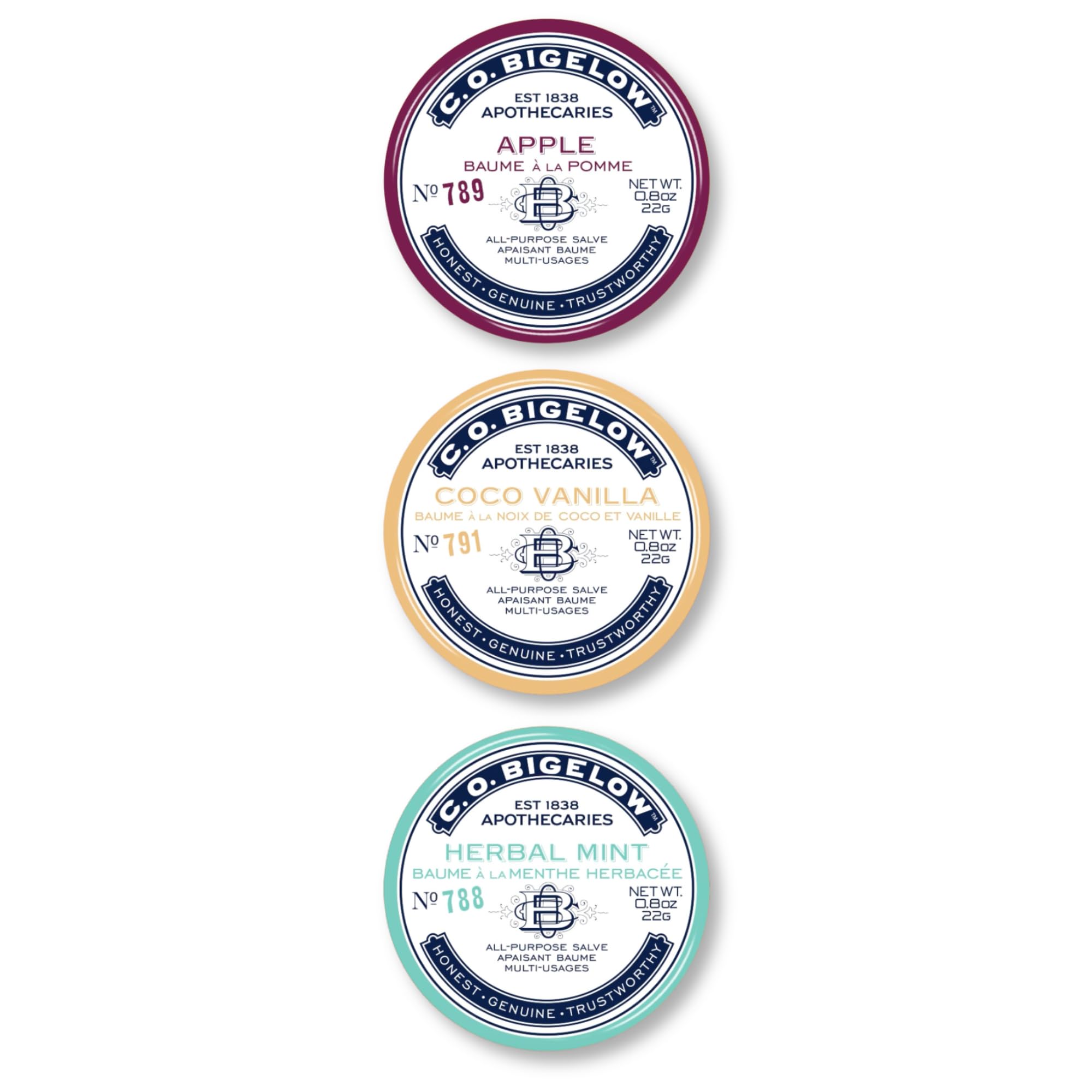 C.O. Bigelow Coco Vanilla salve tin ready for on-the-go lip hydration.