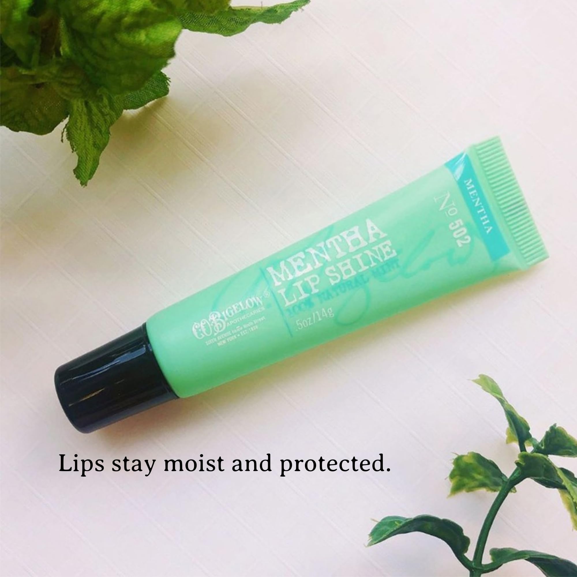 C.O. Bigelow cruelty-free logo indicating ethical lip care practices.