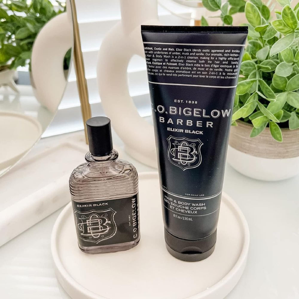 C. O. Bigelow Elixir Black gift-ready packaging presentation.