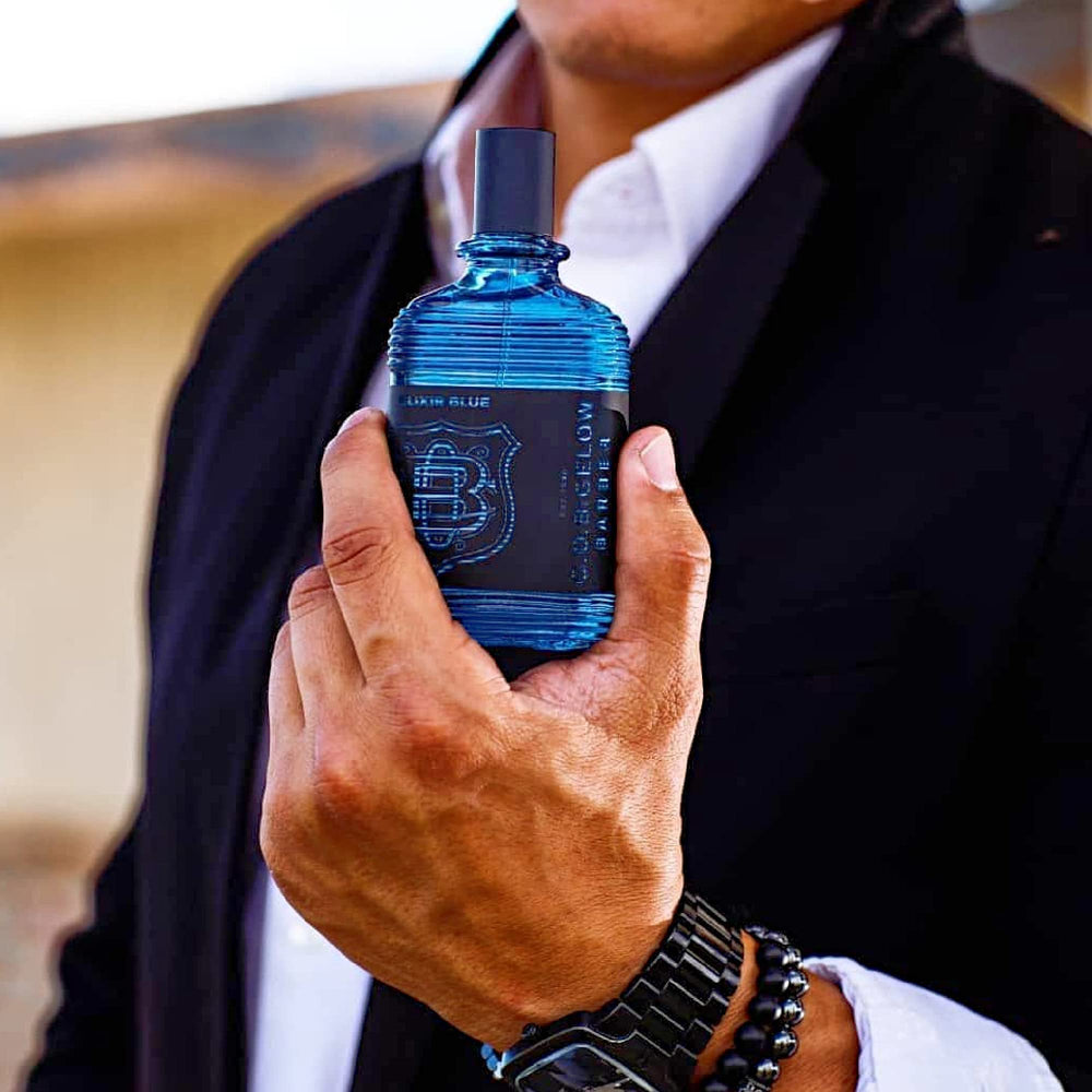 C.O. Bigelow Elixir Blue boxed packaging highlights premium USA-made fragrance.