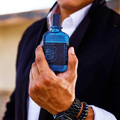 C.O. Bigelow Elixir Blue boxed packaging highlights premium USA-made fragrance.