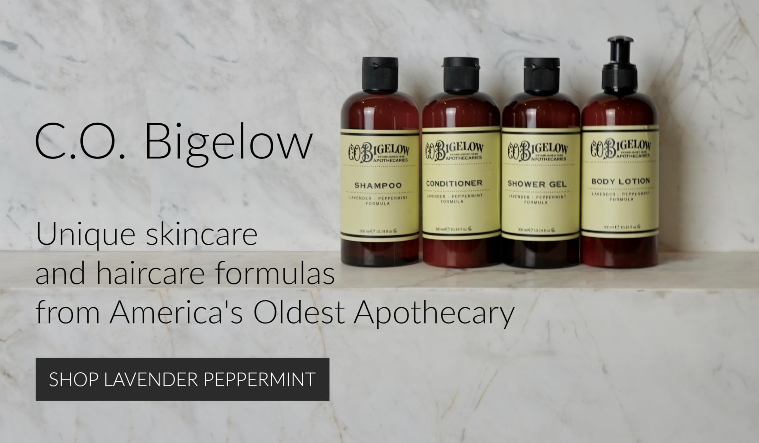 C.O. Bigelow Lavender Peppermint lotion packaging for home or travel.
