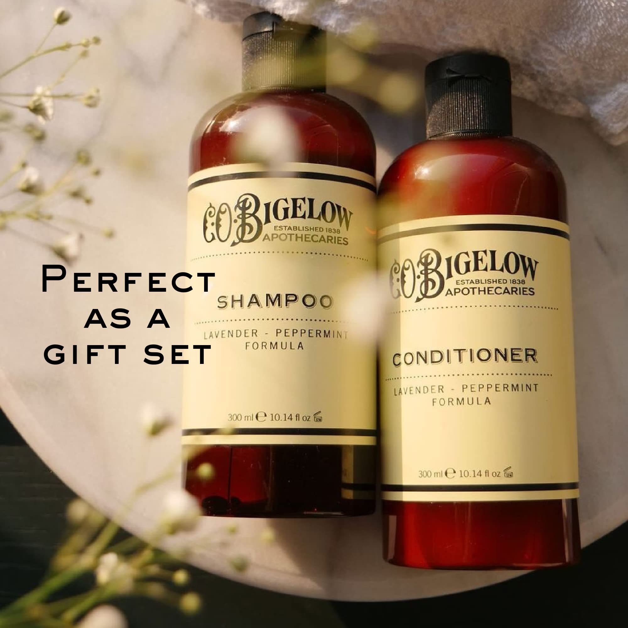 C.O. Bigelow Lavender Peppermint Conditioner sulfate-free formula shown on packaging