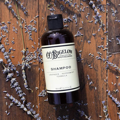 C.O. Bigelow Lavender Peppermint Shampoo label features premium aroma and refined formula.