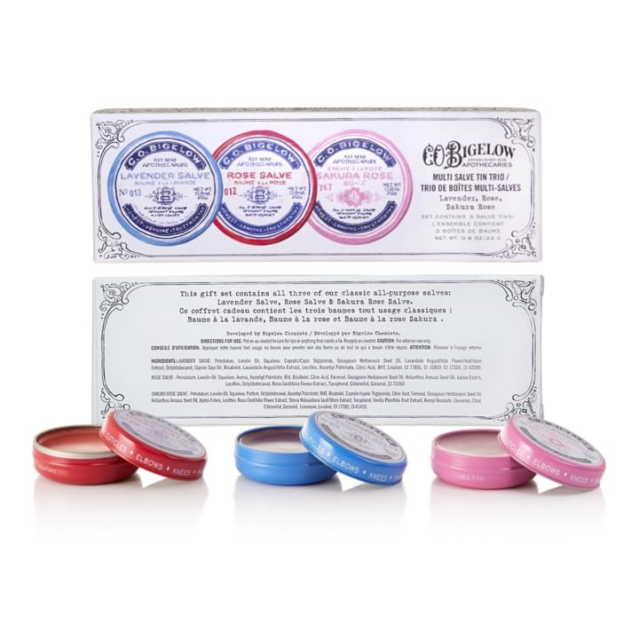 C.O. Bigelow Lavender salve tin with soothing scent for skin comfort.