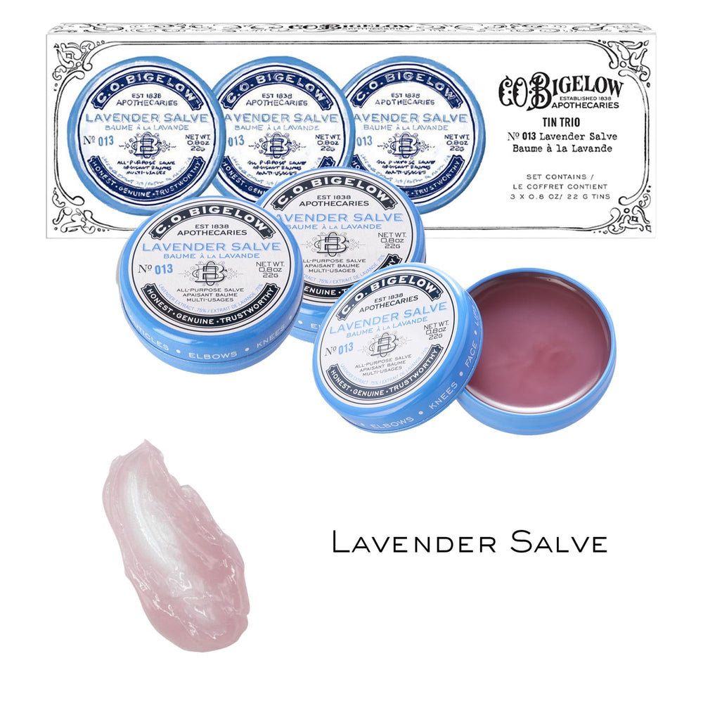C.O. Bigelow Lavender Salve tin on cuticles for conditioning