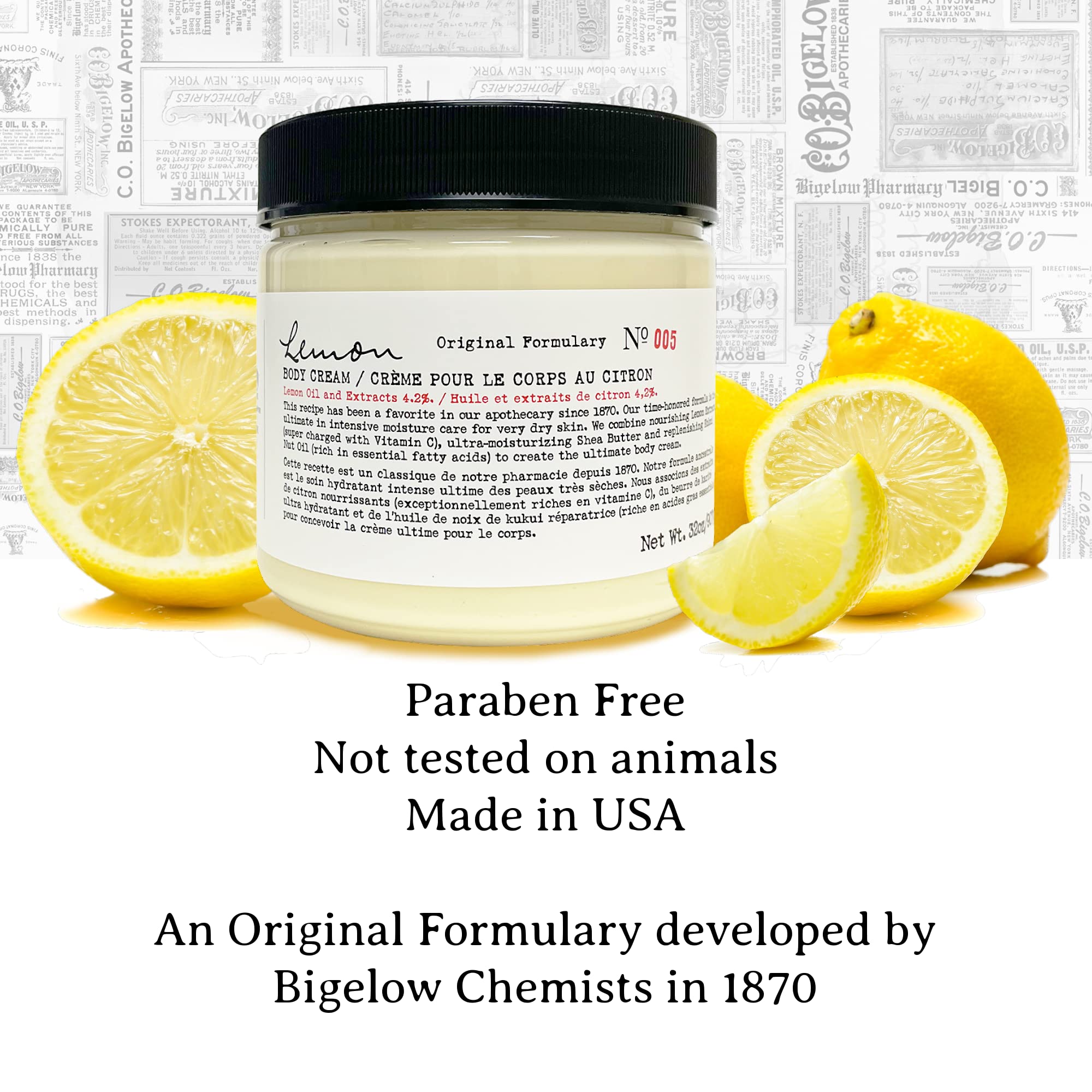 C.O. Bigelow Lemon Body Cream with kukui oil for skin softness