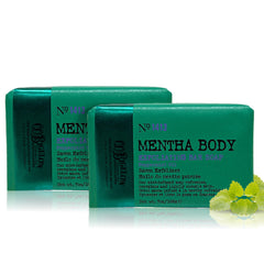 C.O. Bigelow Mentha Exfoliating Bar No.1413 close-up shows walnut powder exfoliation.