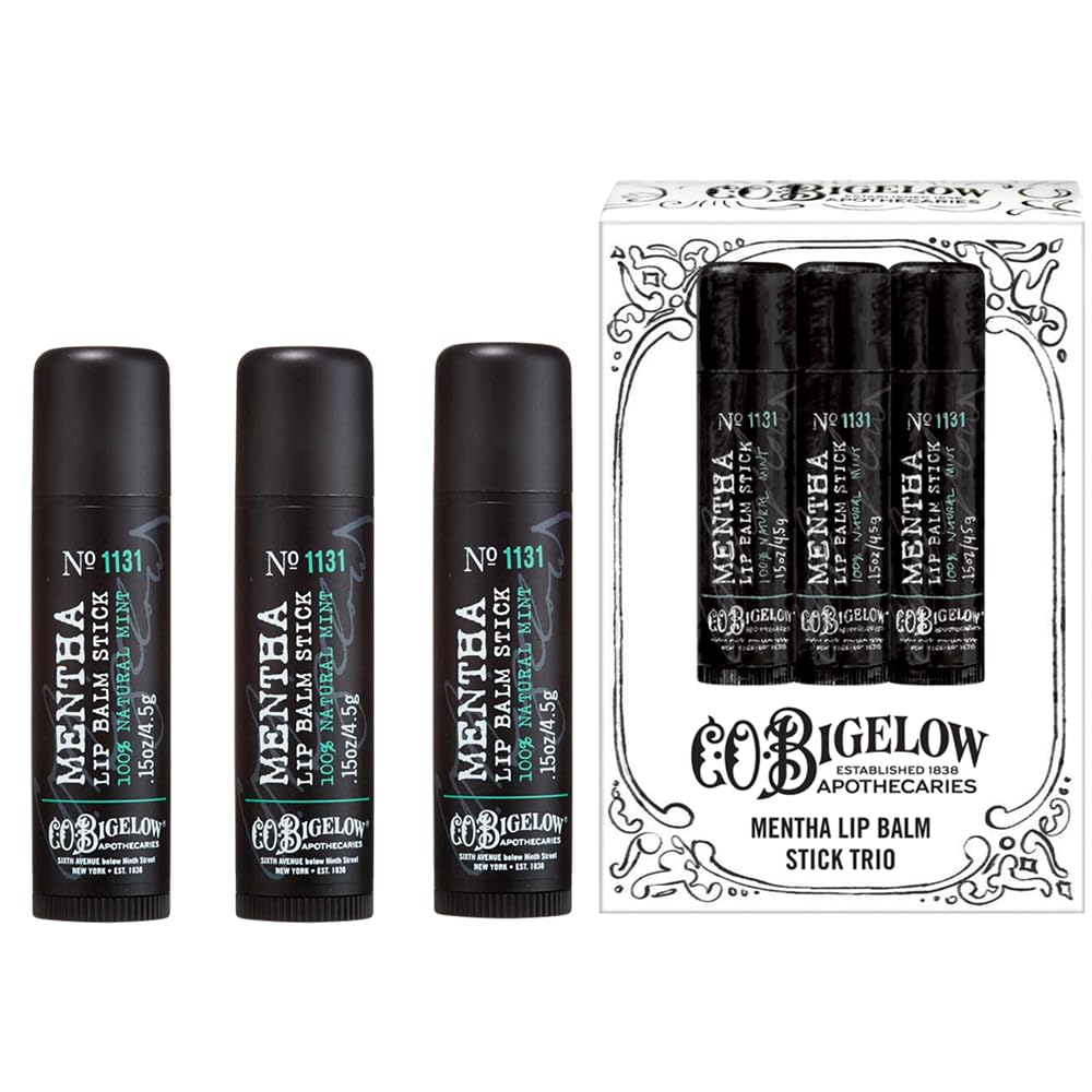 C.O. Bigelow Mentha Lip Balm Pack of 3 sticks provides all-day hydration on the go.