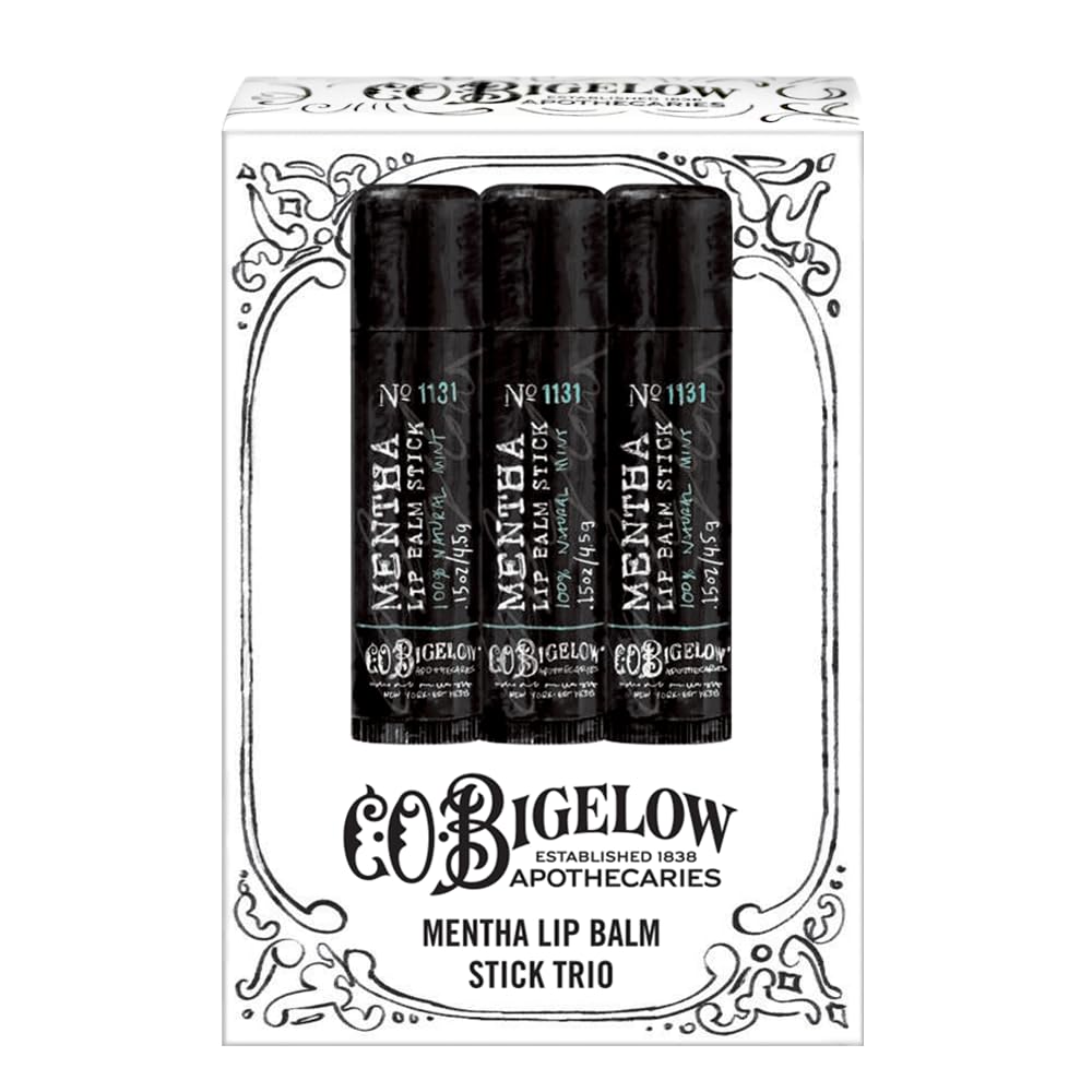 C.O. Bigelow Mentha Lip Balm highlights shea butter and beeswax for lip softness and protection.