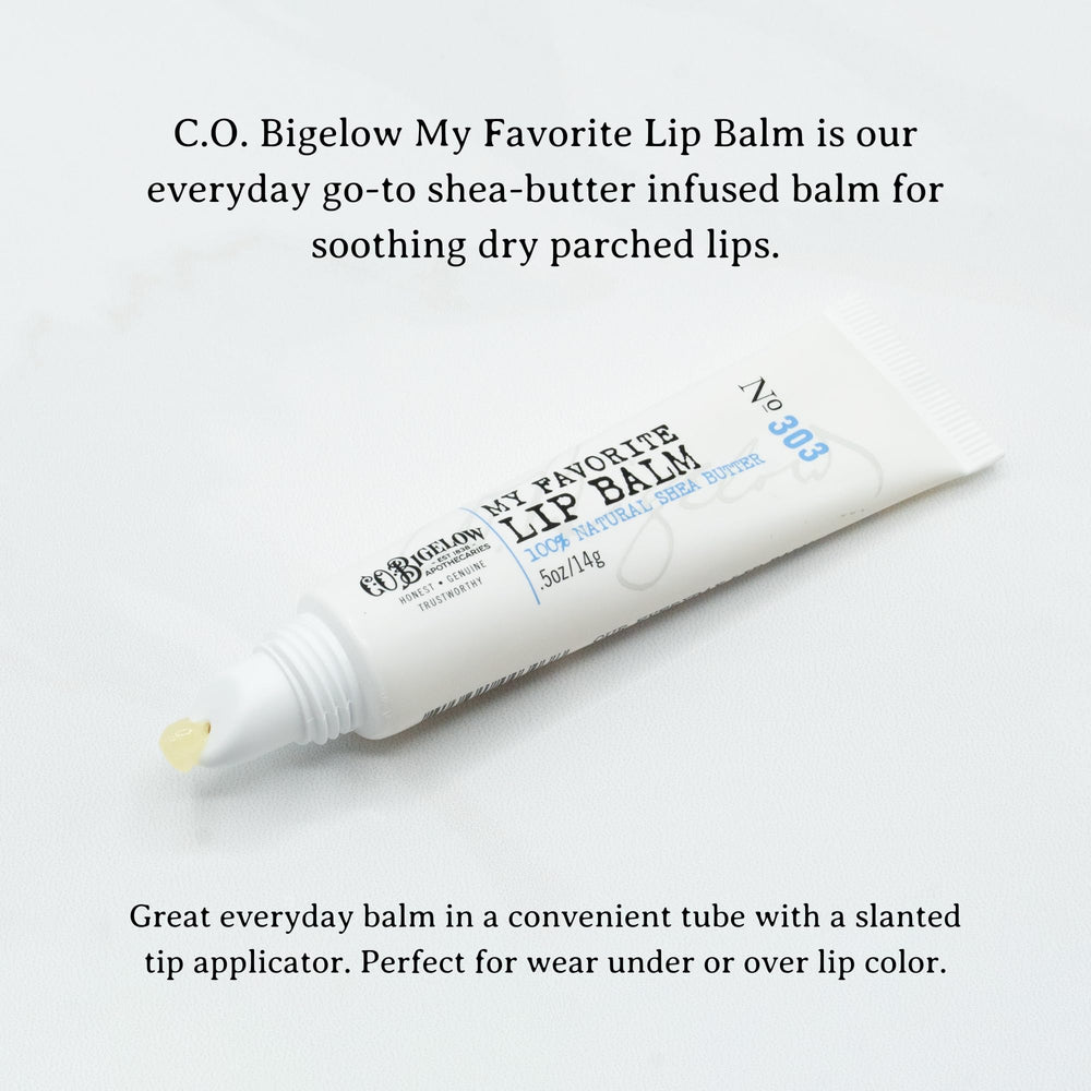 C.O. Bigelow My Favorite Lip Balm tube with natural scent and gentle shine.