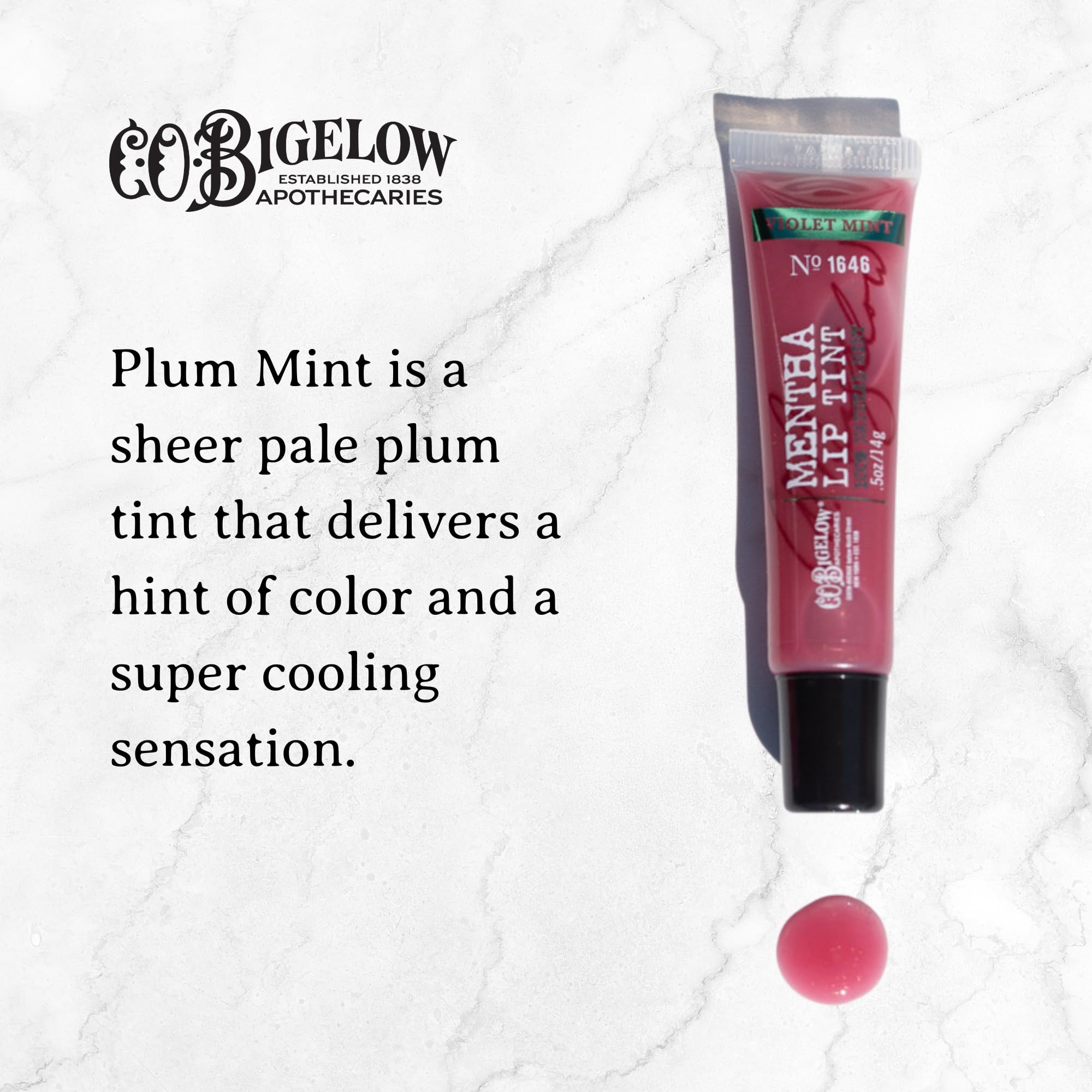 Plum Mentha Lip Tint Trio purple gloss close-up with peppermint oil for refreshing shine.