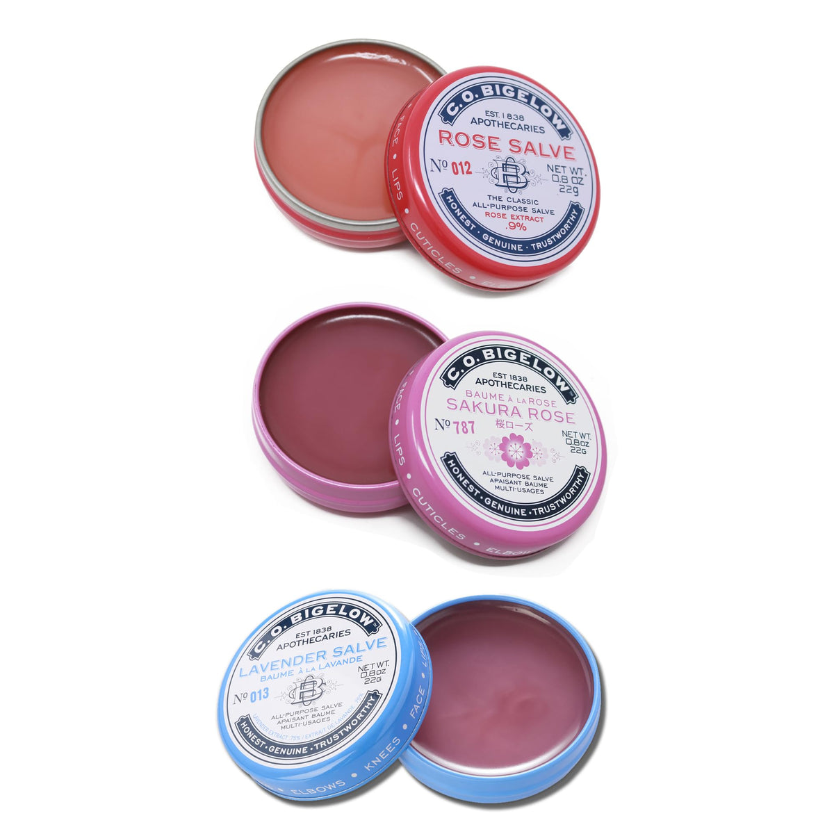 C.O. Bigelow Rose salve tin for soft lips and daily lip care.