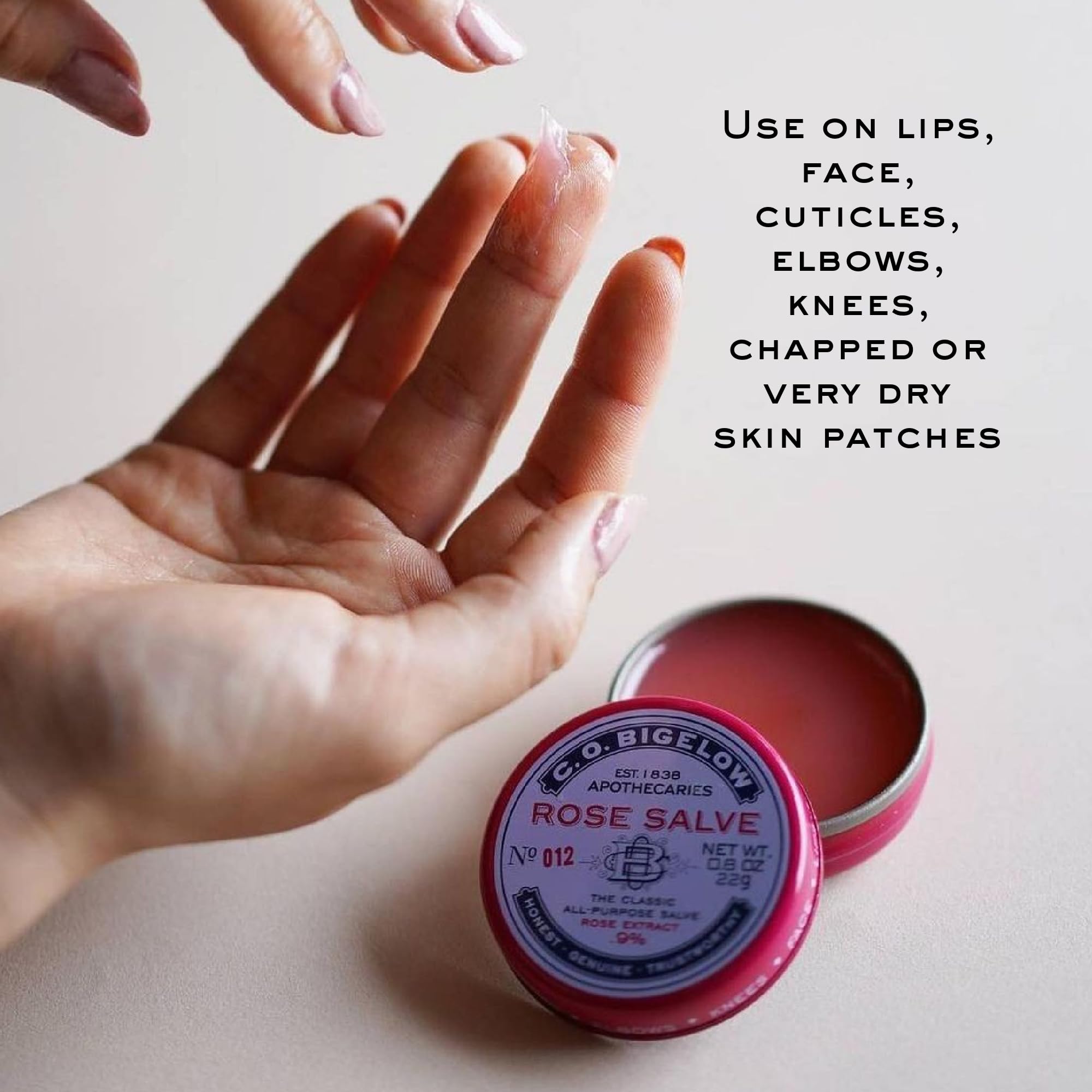 C.O. Bigelow Sakura Rose salve tin ideal for dry hands and cuticles.