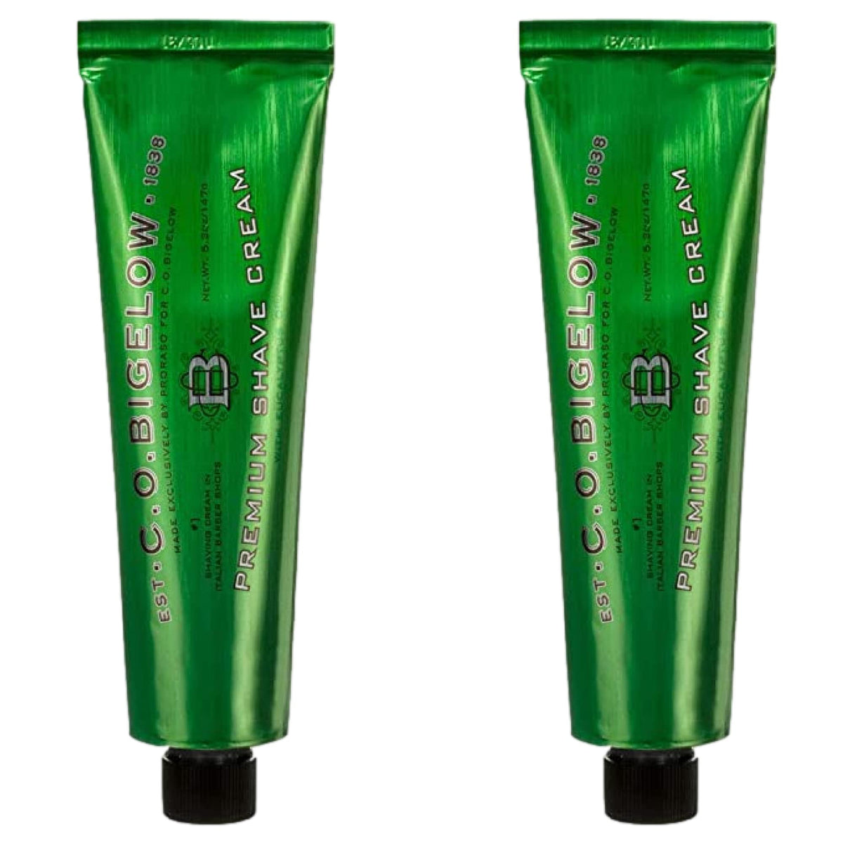 C.O. Bigelow shaving cream 2-pack ready for a smooth, close shave.