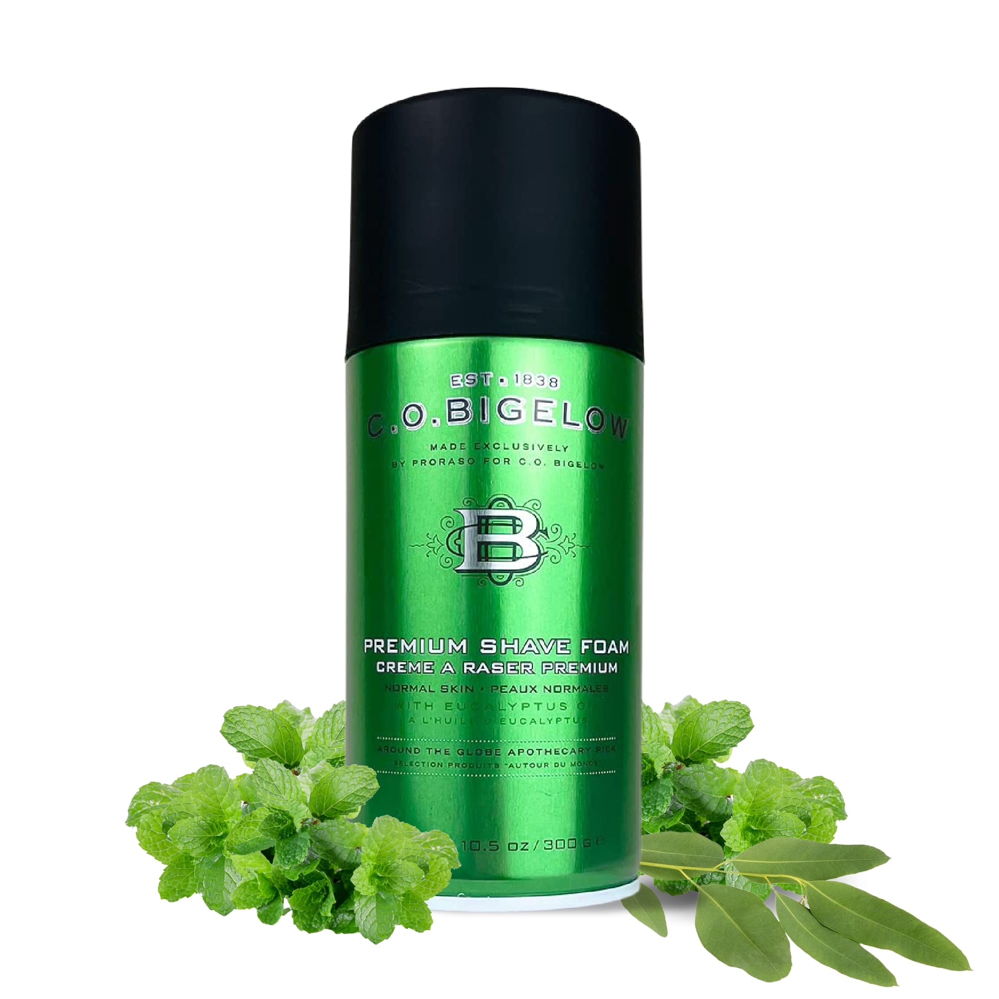 C.O. Bigelow shaving foam applying-foam spreads evenly for thorough coverage.
