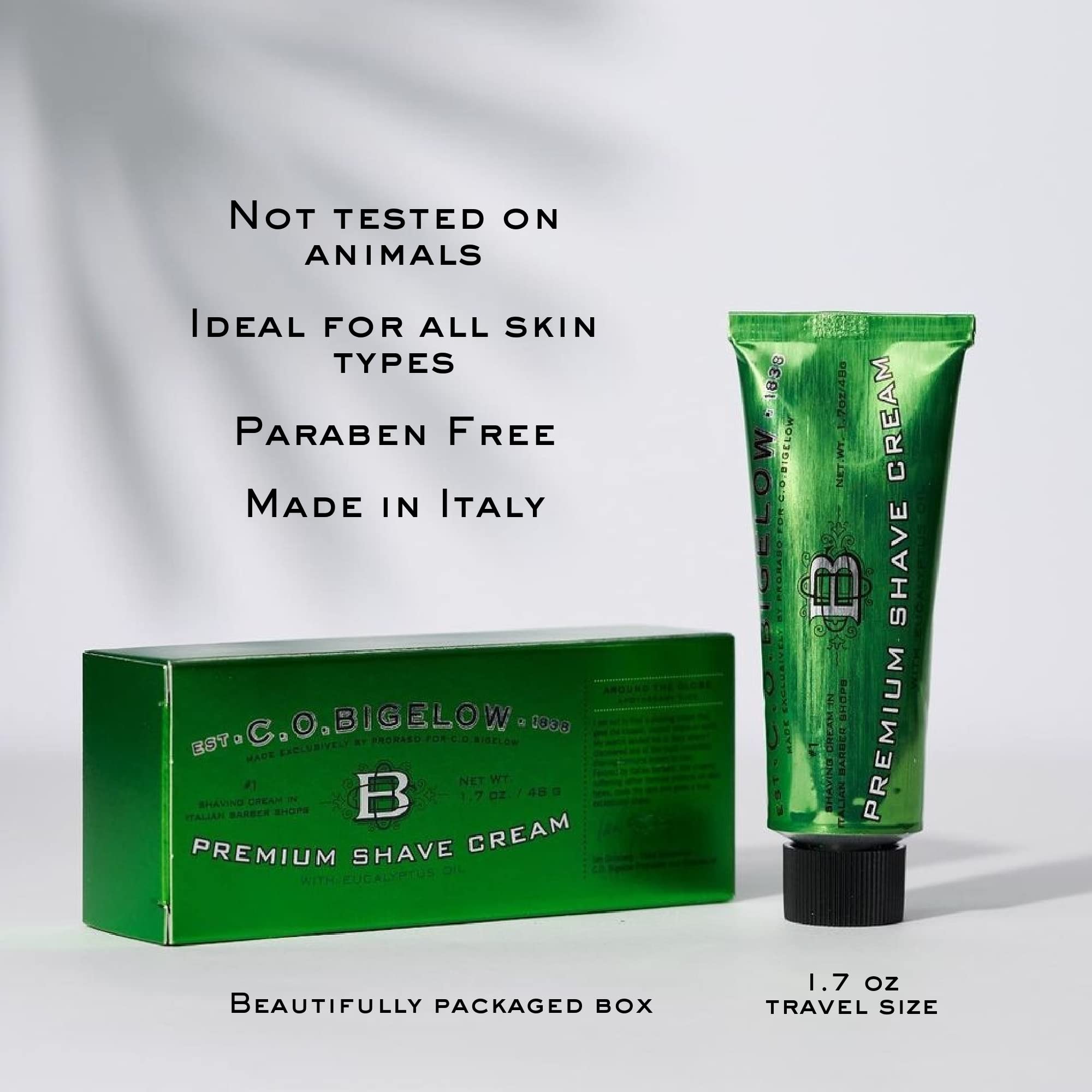 All skin types formula from C.O. Bigelow shaving cream suitable for all users.