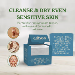 Caboo extra-large 10x11in towels ideal for makeup removal and wet cleansing.