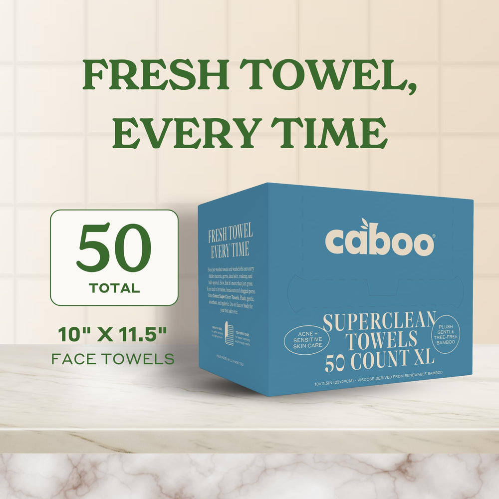 Caboo bamboo towels soft unscented, gentle on sensitive skin for daily skincare.