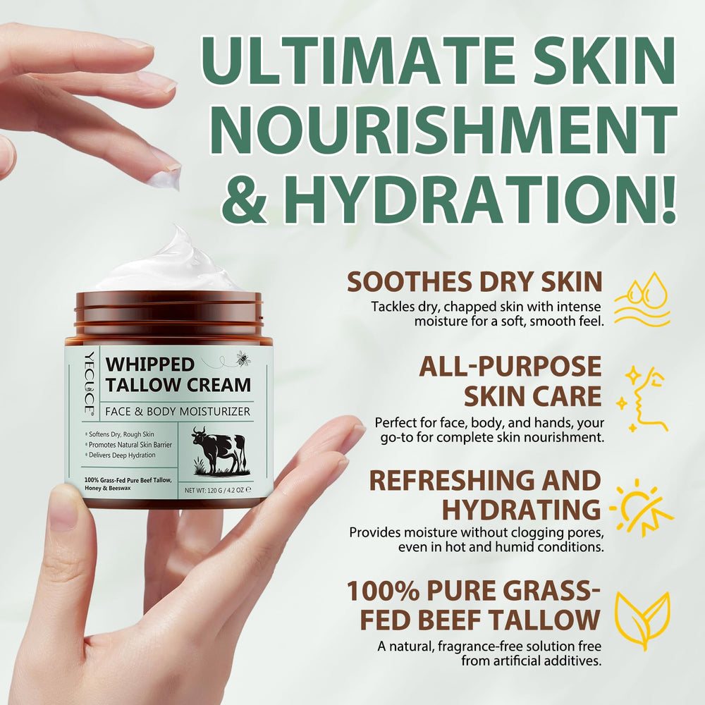 Cacukn beef tallow face cream application demonstrates smooth, easy absorption.