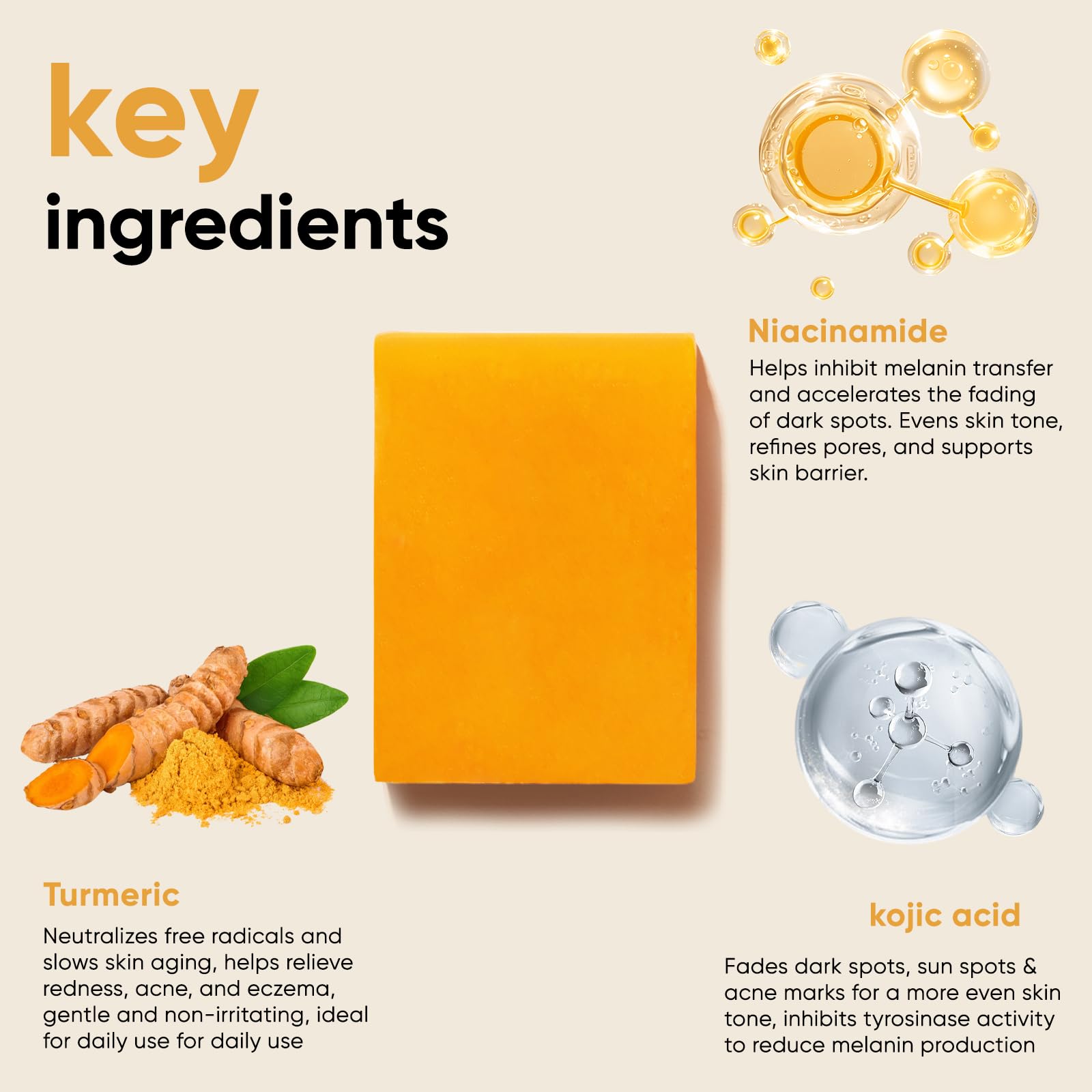 CADDISE Kojic Turmeric Soap texture highlighting creamy cleansing bar.