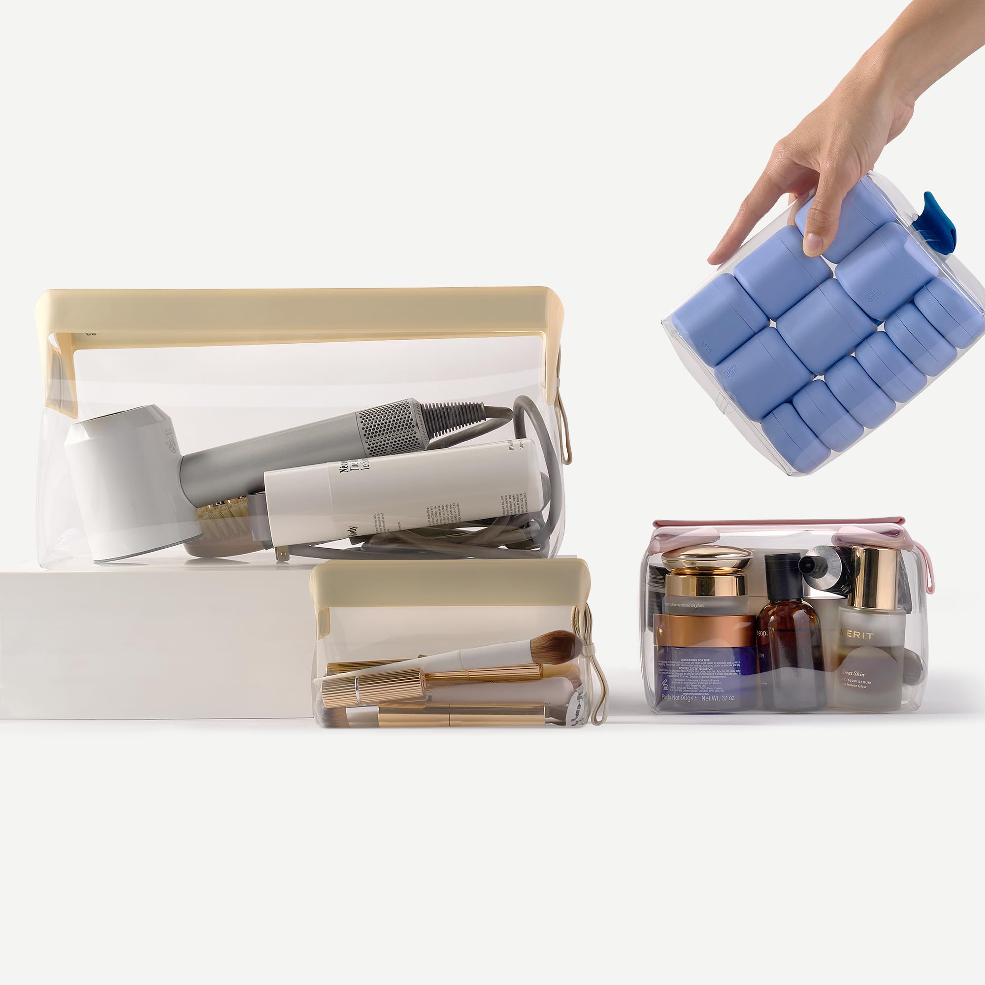 Cadence Parcel two-quart capacity fits essential toiletries without bulk.