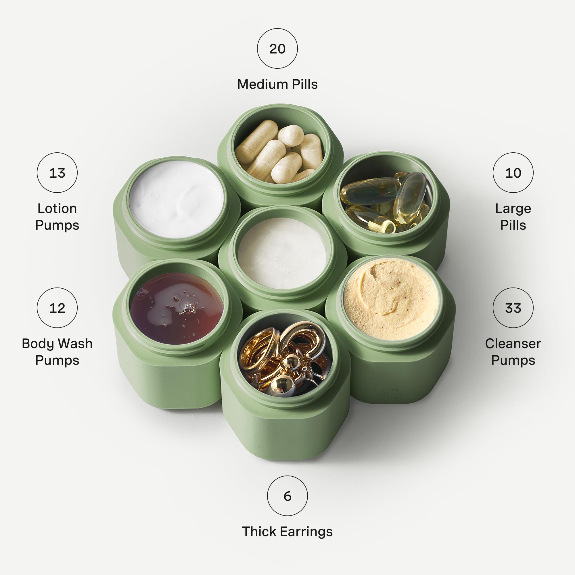 Cadence travel containers magnetic connection – stackable design for compact carry.