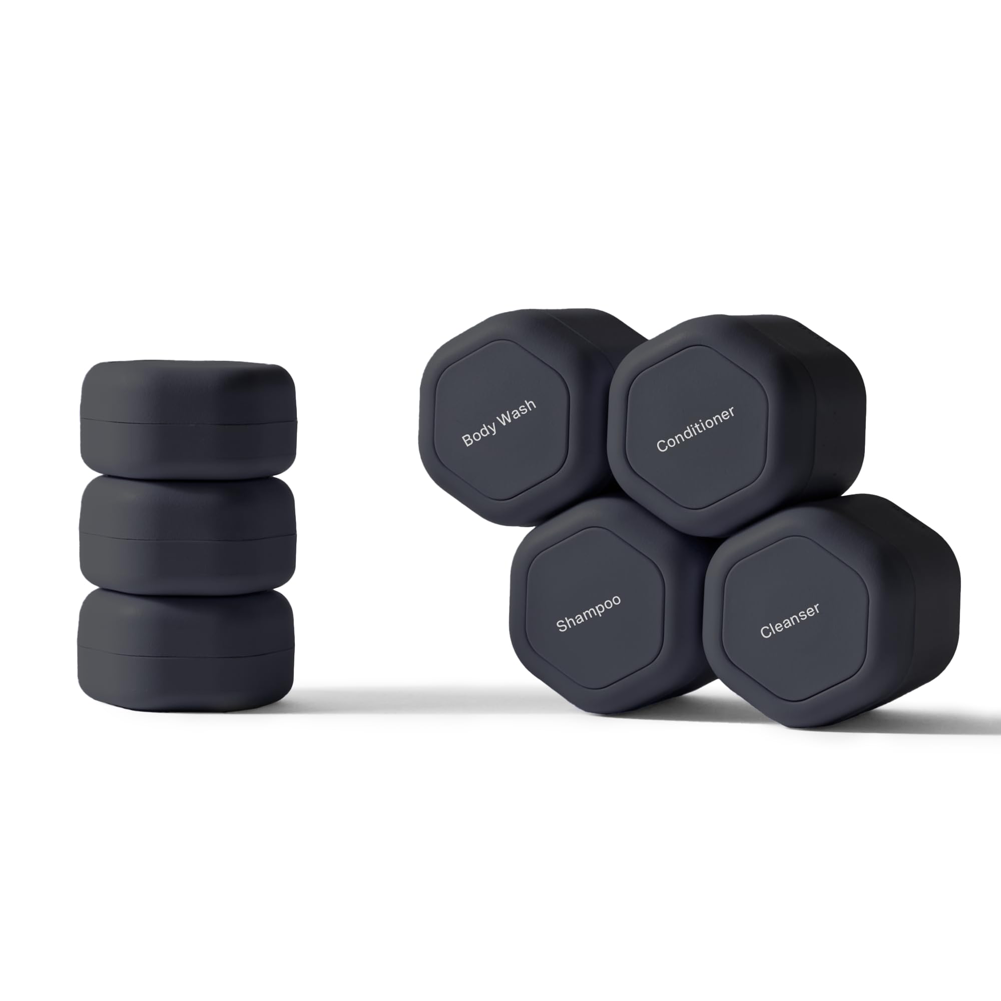Cadence travel containers with magnetic lids showing compact organized luggage on the go