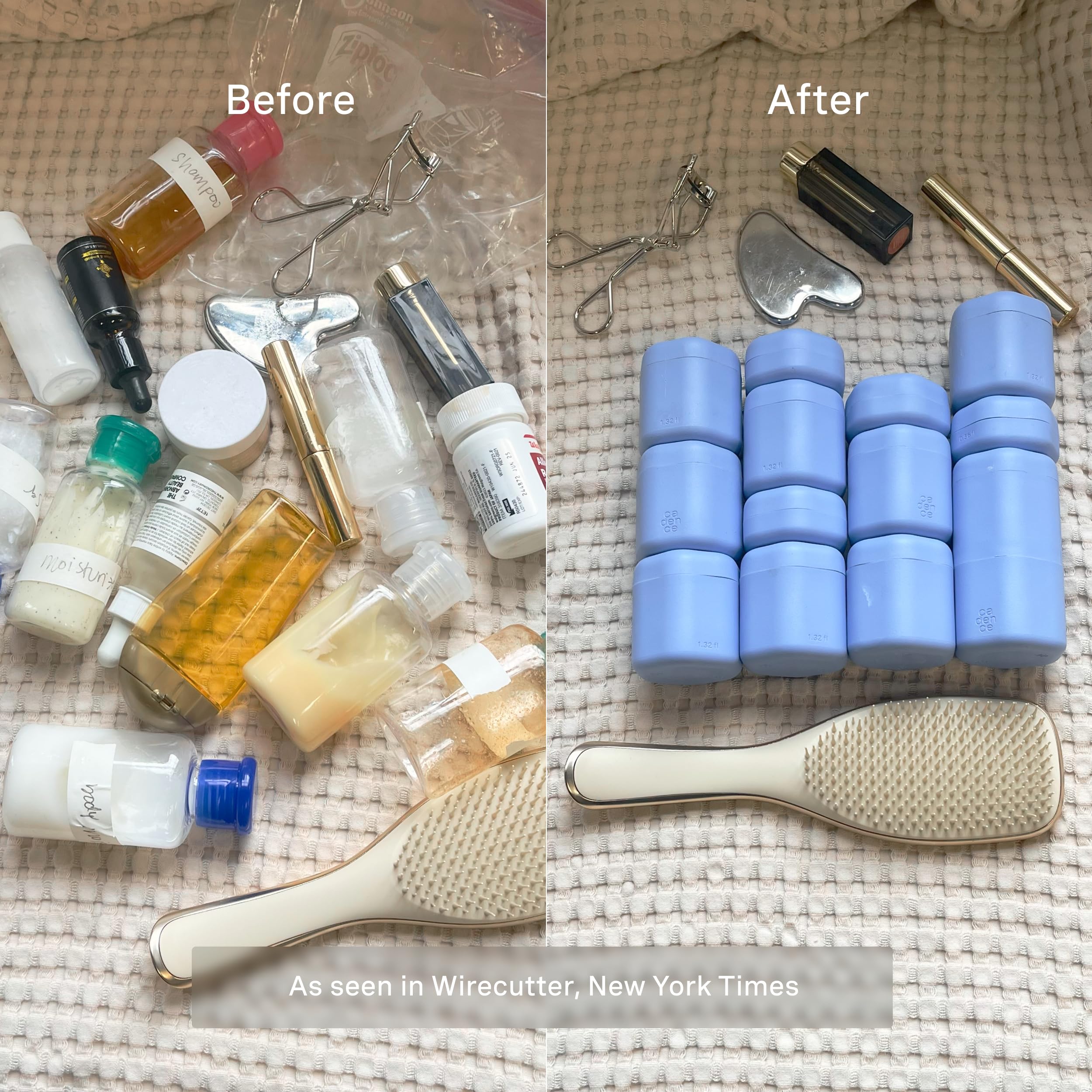 Cadence Travel Containers Pacific TSA-approved set simplifies carry-on packing for travel.