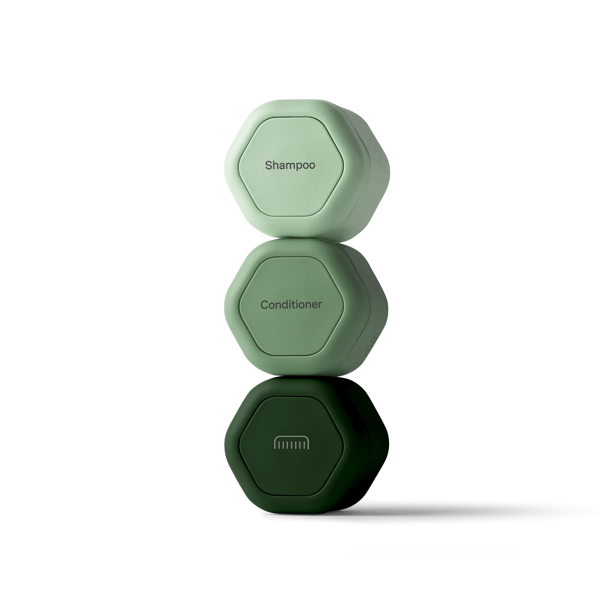 Cadence travel containers shampoo cap – neatly labeled shampoo portion for organized packing.