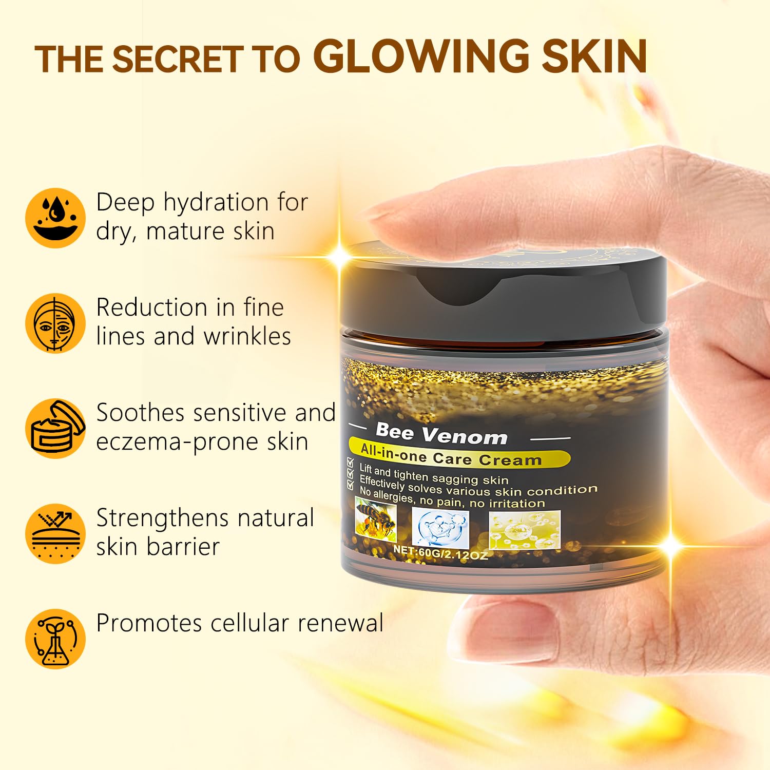 Caderno Inteligente Bee Venom Cream texture melts on skin for fast absorption.
