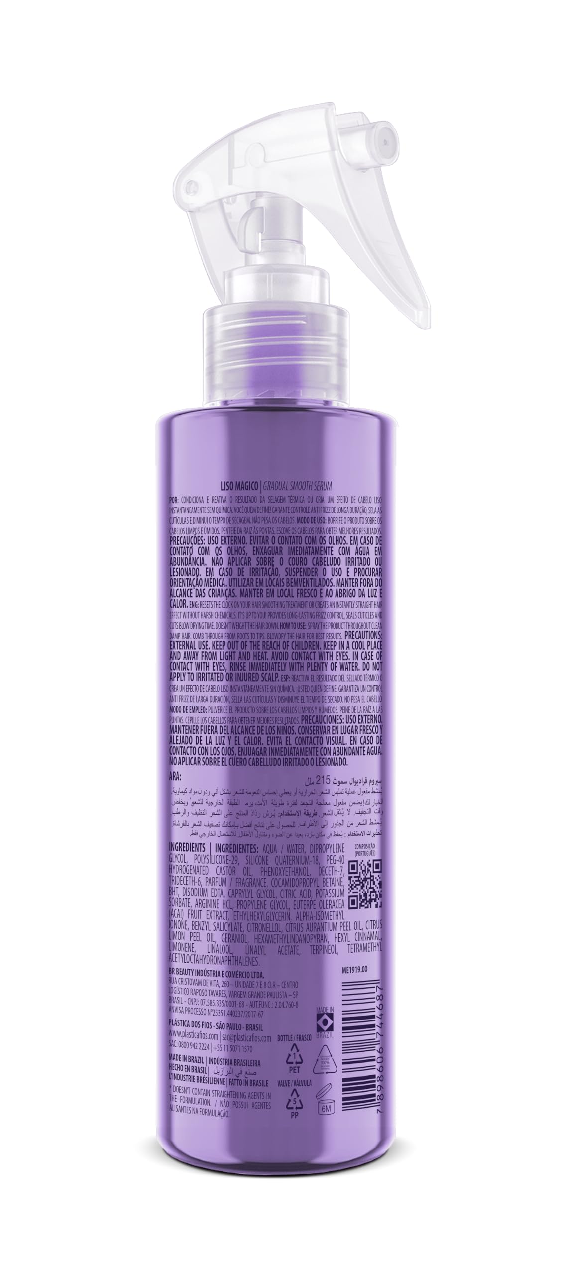 CADIVEU Plastica Dos Fios Liso Magico serum dispensing spray enables fast drying and frizz control