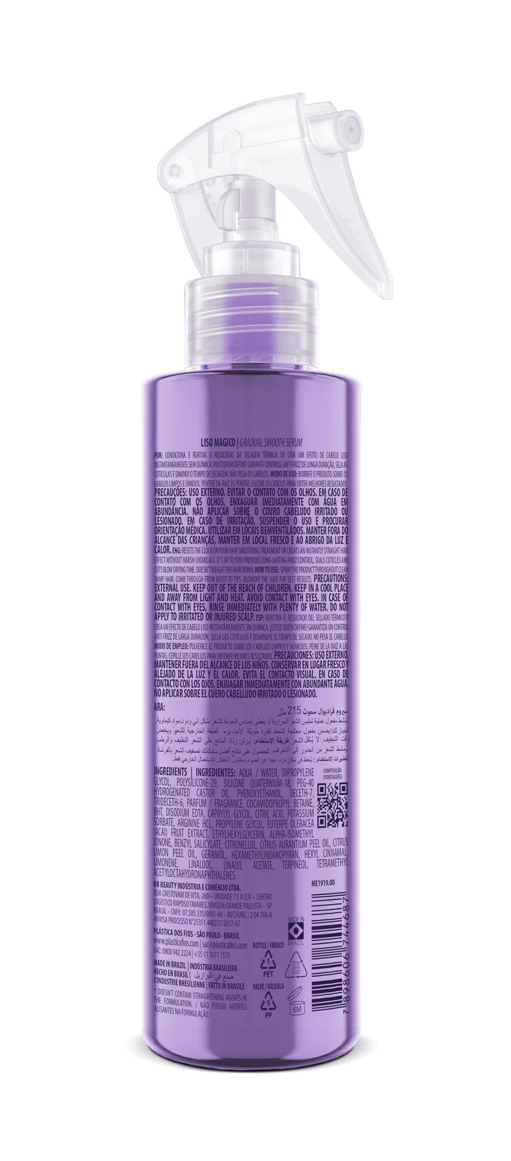 CADIVEU Plastica Dos Fios Liso Magico serum dispensing spray enables fast drying and frizz control