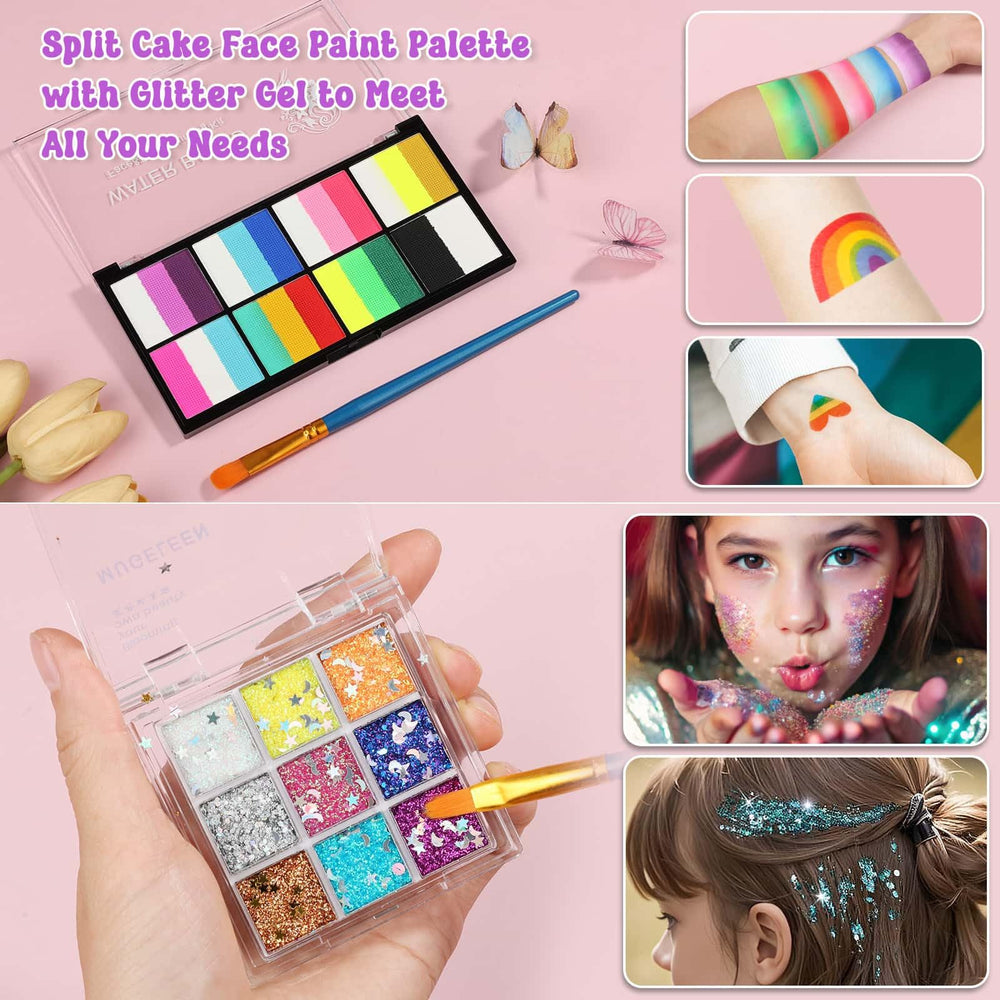 Caffox face paint kit sticky gems add costume accents.