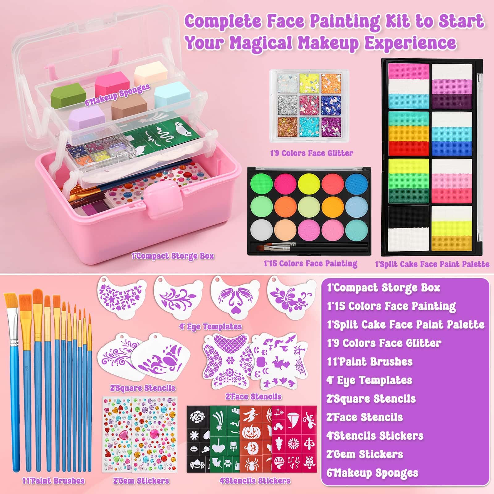 Caffox face paint kit glitter for sparkling party looks.