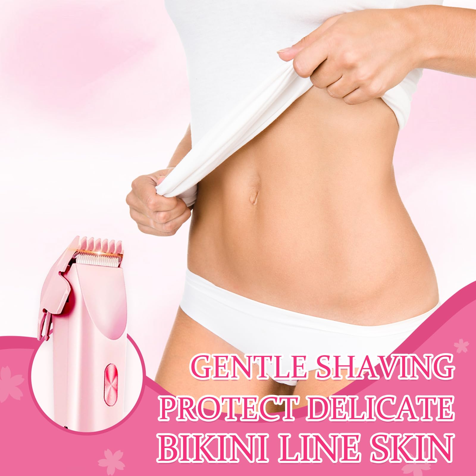 CAFSOB bikini trimmer pink handle closeup for comfortable grip