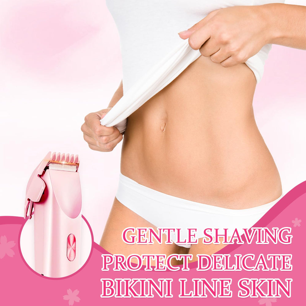CAFSOB bikini trimmer pink handle closeup for comfortable grip