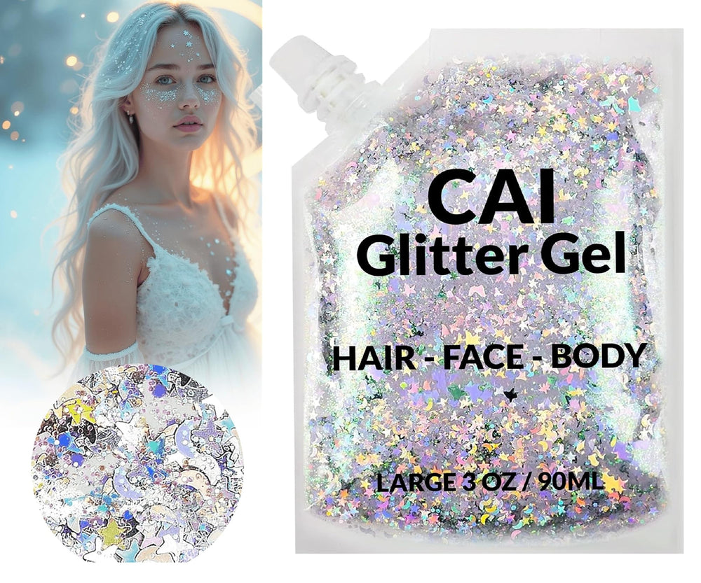CAI BEAUTY NYC easy-apply glitter gel for kids and adults, quick on and off