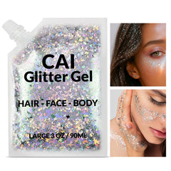 CAI BEAUTY NYC hair glitter gel moon stars silver for easy party sparkle that washes out