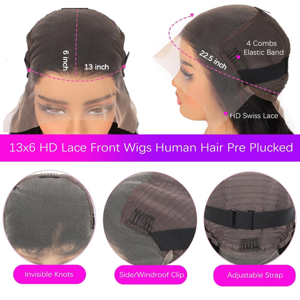 Caijuxing wig with adjustable straps and four combs for secure fit.