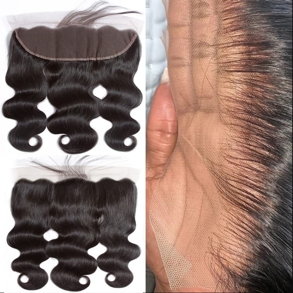 Caijuxing body wave frontal 13x4 HD lace for natural parting and seamless styling.