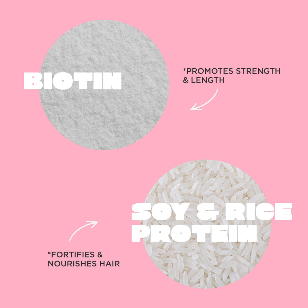Cake Beauty Care Taker ingredients-biotin-soy-rice highlights nourishing proteins and conditioning.
