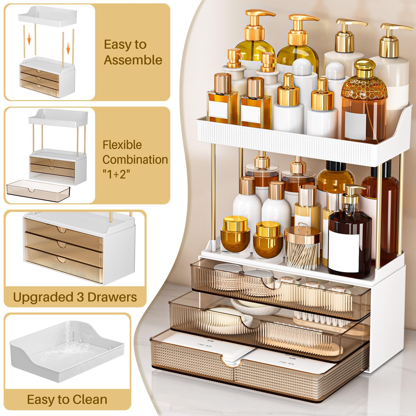 caktraie amber drawer storage keeps skincare and lip products neatly tucked
