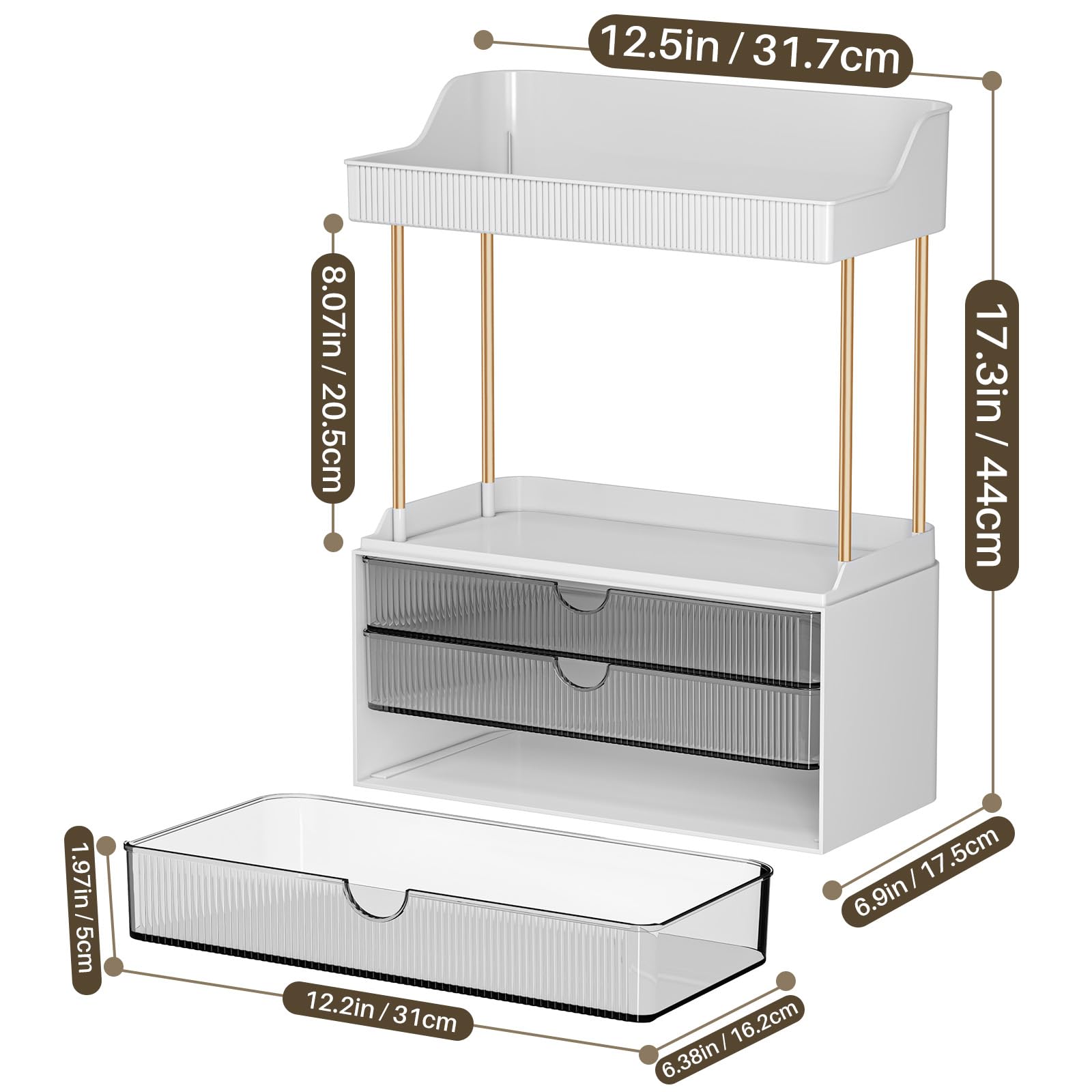 caktraie bathroom vanity storage side view highlighting compact, versatile shelving
