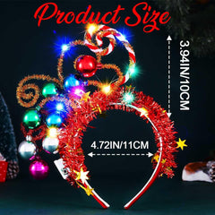 CAKURE Christmas headband closeup shows glowing balls for eye-catching holiday style.